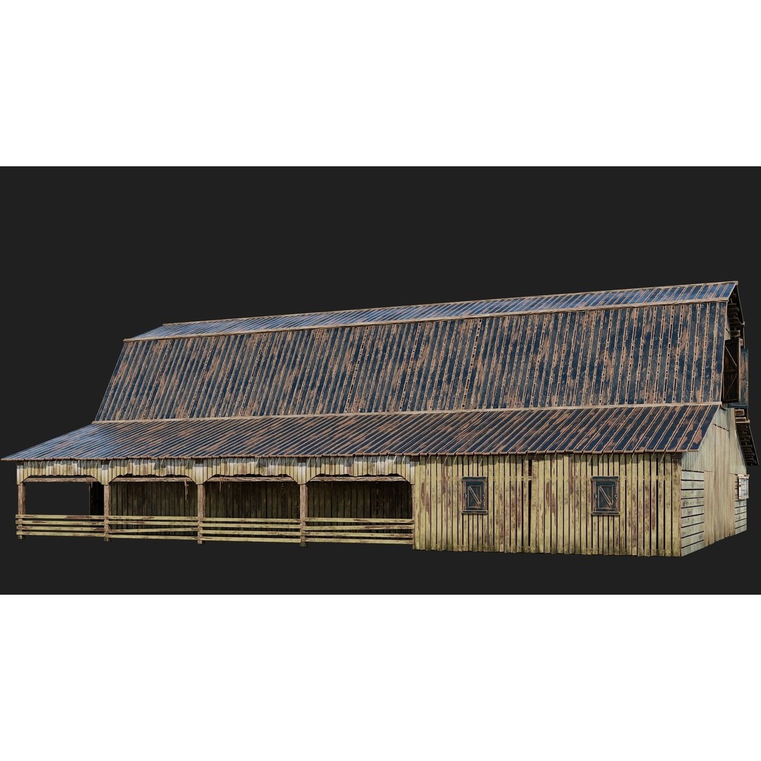 Farm Buildings 3D Model – Low Poly Game Ready PBR Asset, FBX, OBJ - View 12