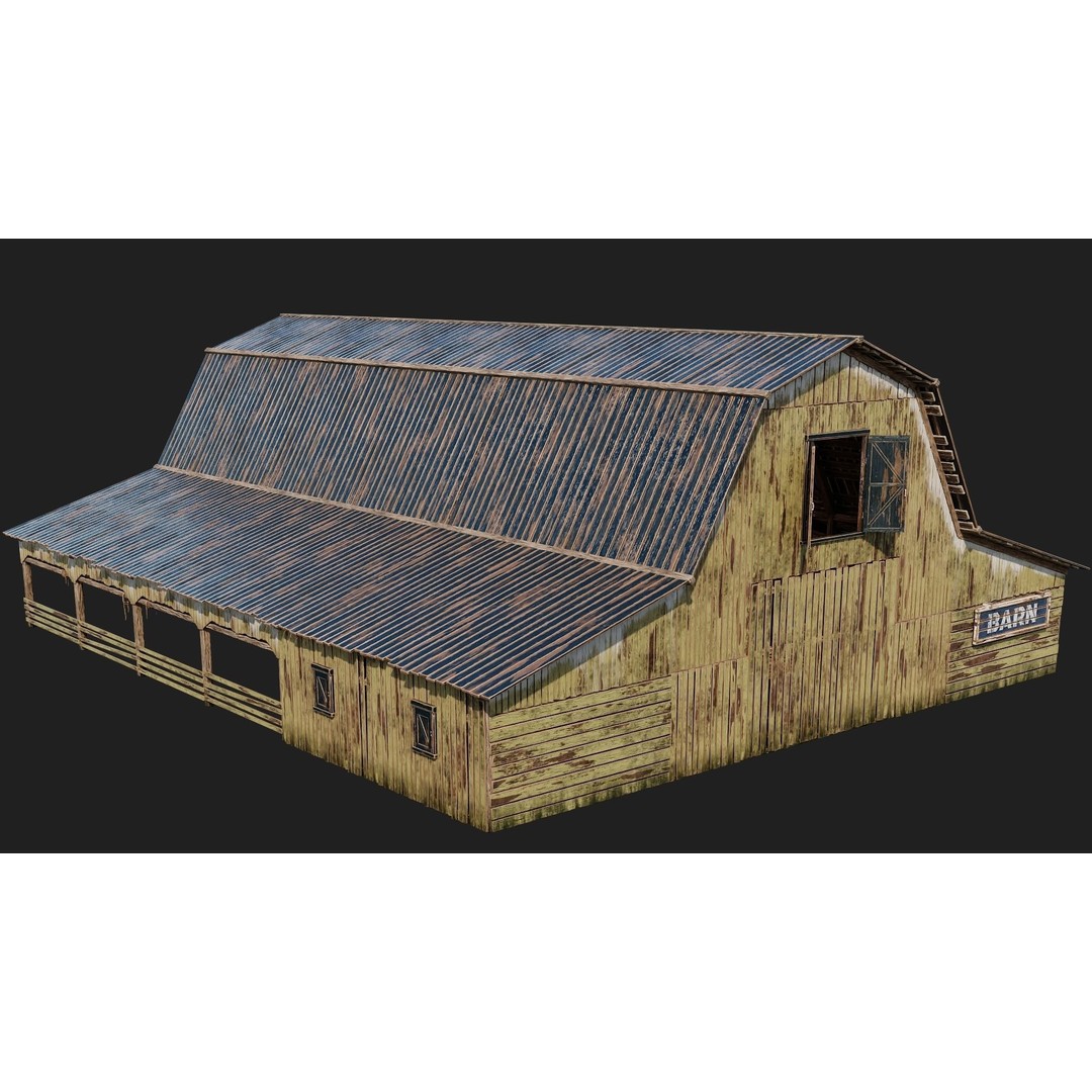 Farm Buildings 3D Model – Low Poly Game Ready PBR Asset, FBX, OBJ - View 14