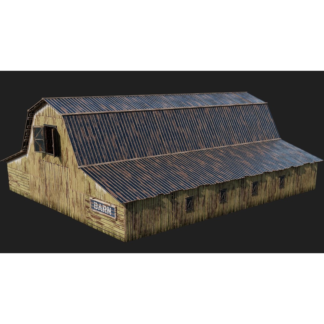 Farm Buildings 3D Model – Low Poly Game Ready PBR Asset, FBX, OBJ - View 15