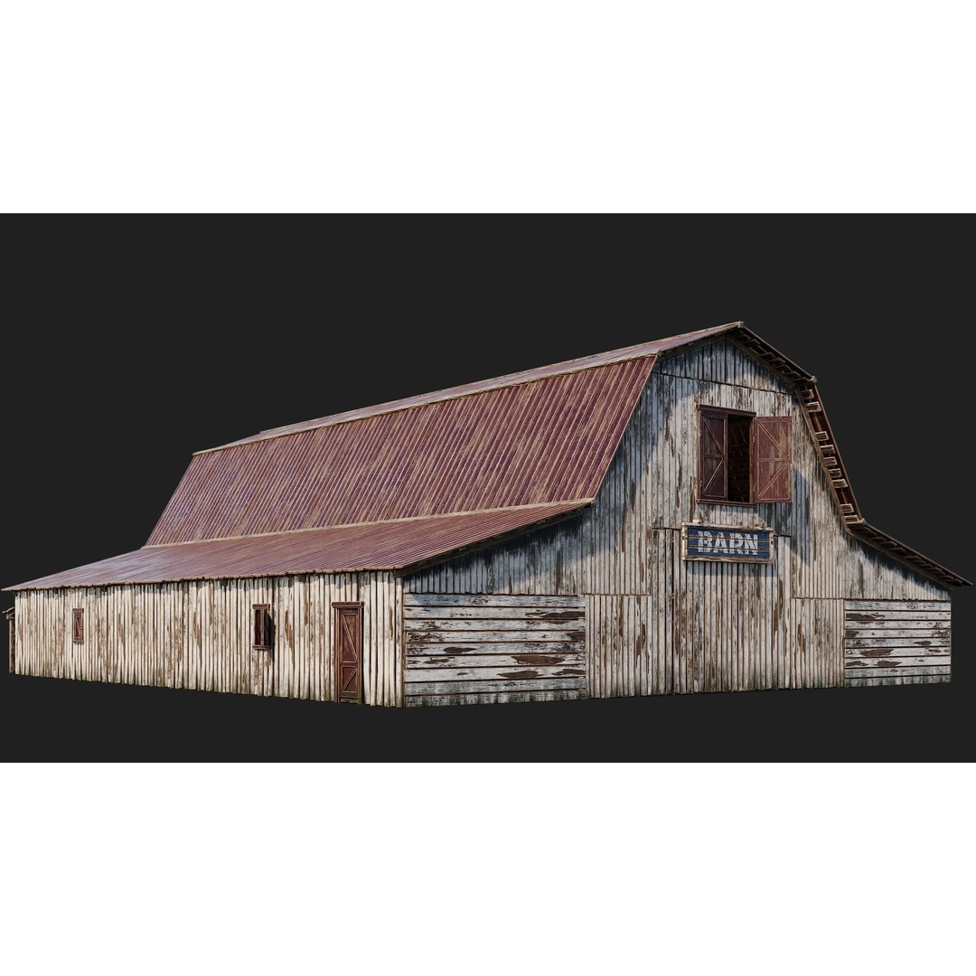 Farm Buildings 3D Model – Low Poly Game Ready PBR Asset, FBX, OBJ - View 17