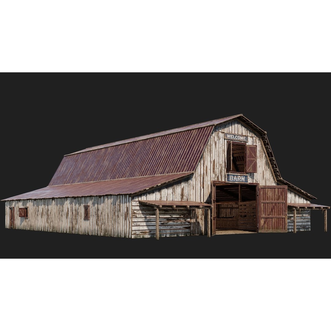 Farm Buildings 3D Model – Low Poly Game Ready PBR Asset, FBX, OBJ - View 19