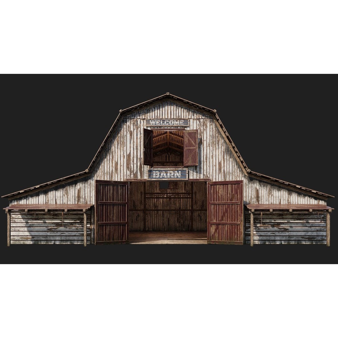 Farm Buildings 3D Model – Low Poly Game Ready PBR Asset, FBX, OBJ - View 20