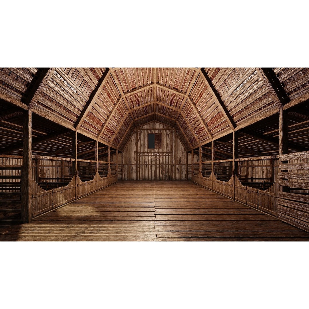 Farm Buildings 3D Model – Low Poly Game Ready PBR Asset, FBX, OBJ - View 21