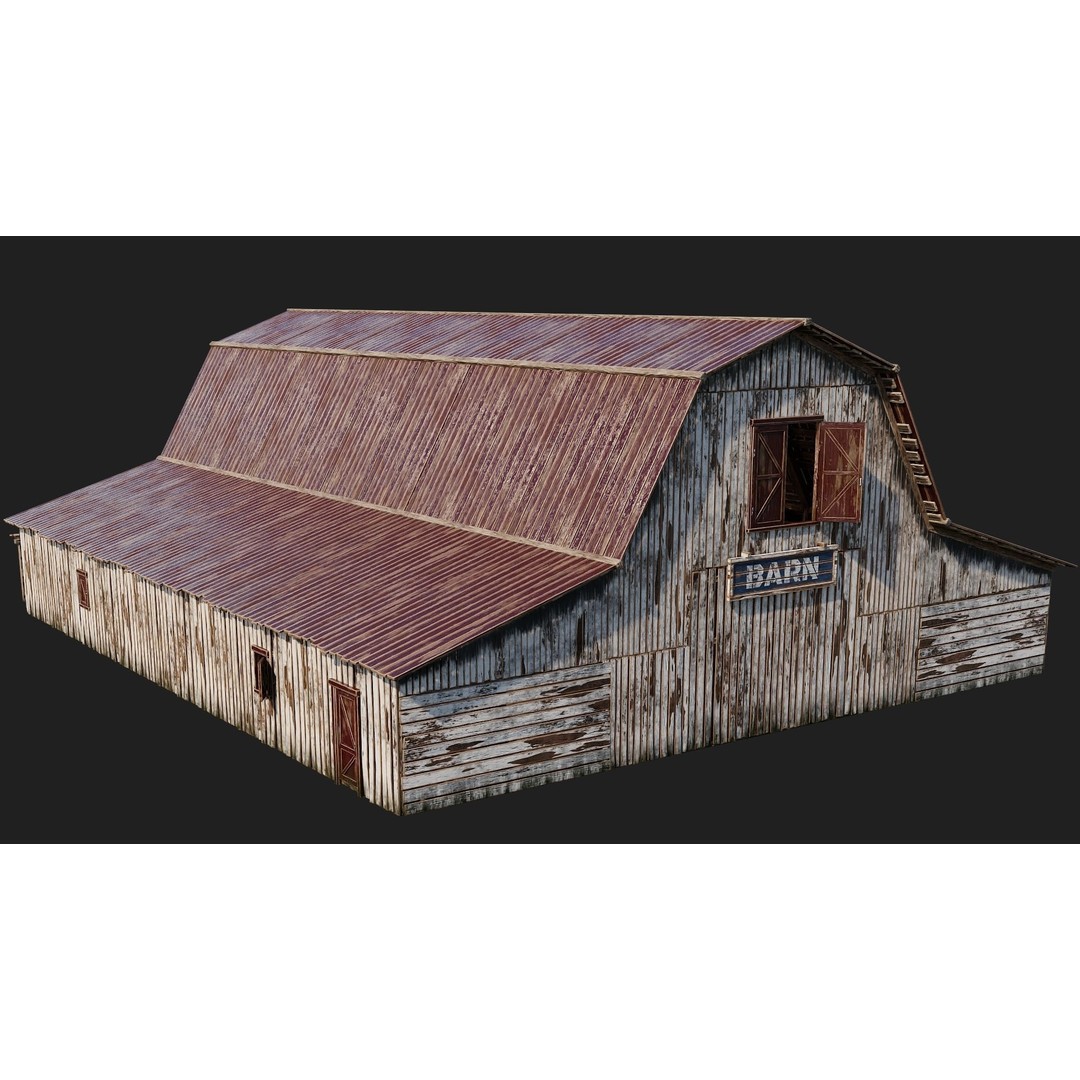 Farm Buildings 3D Model – Low Poly Game Ready PBR Asset, FBX, OBJ - View 23