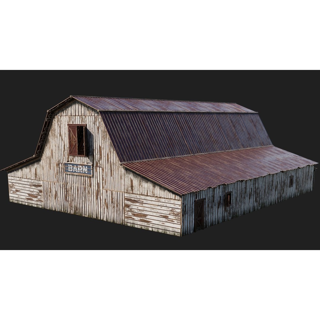 Farm Buildings 3D Model – Low Poly Game Ready PBR Asset, FBX, OBJ - View 24