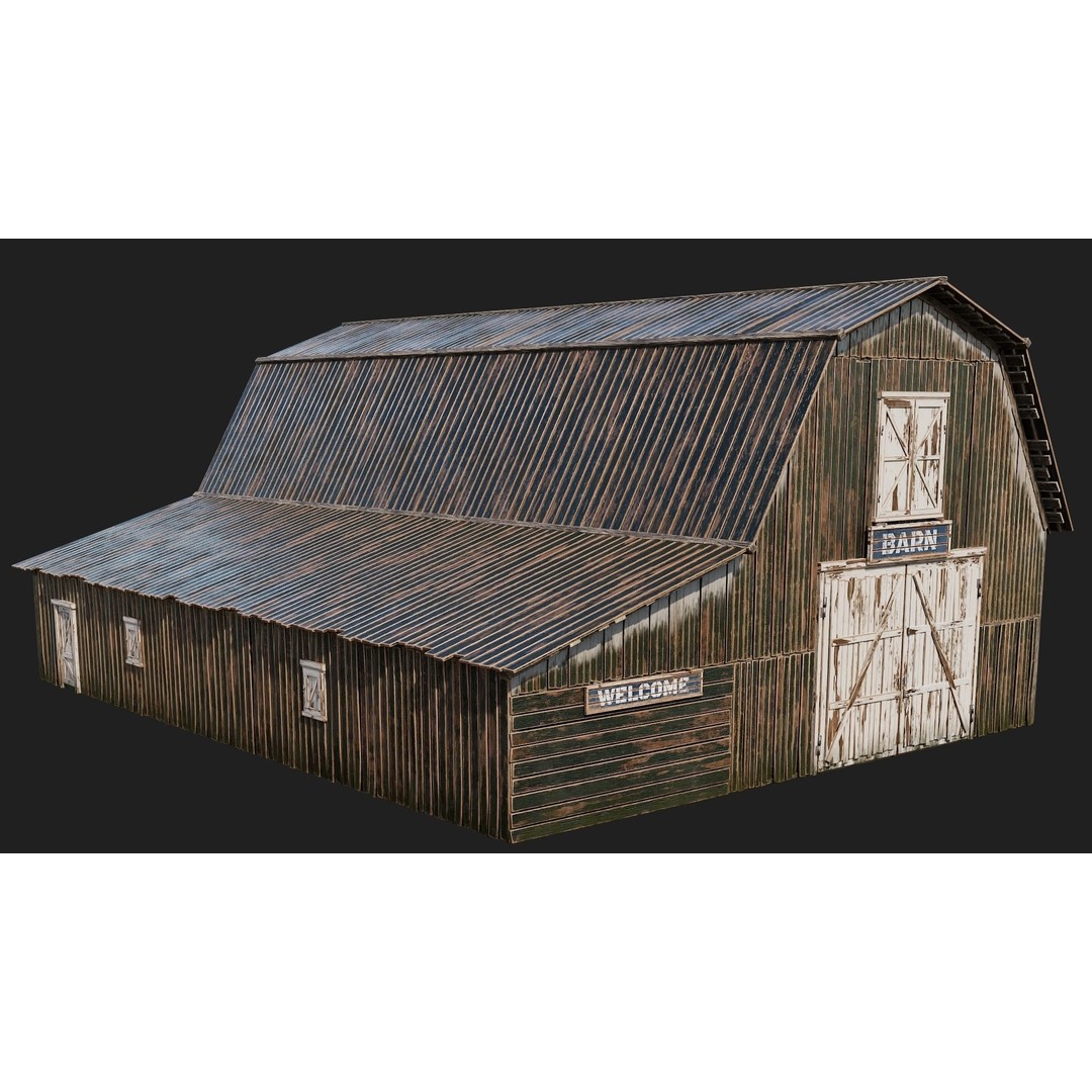 Farm Buildings 3D Model – Low Poly Game Ready PBR Asset, FBX, OBJ - View 25