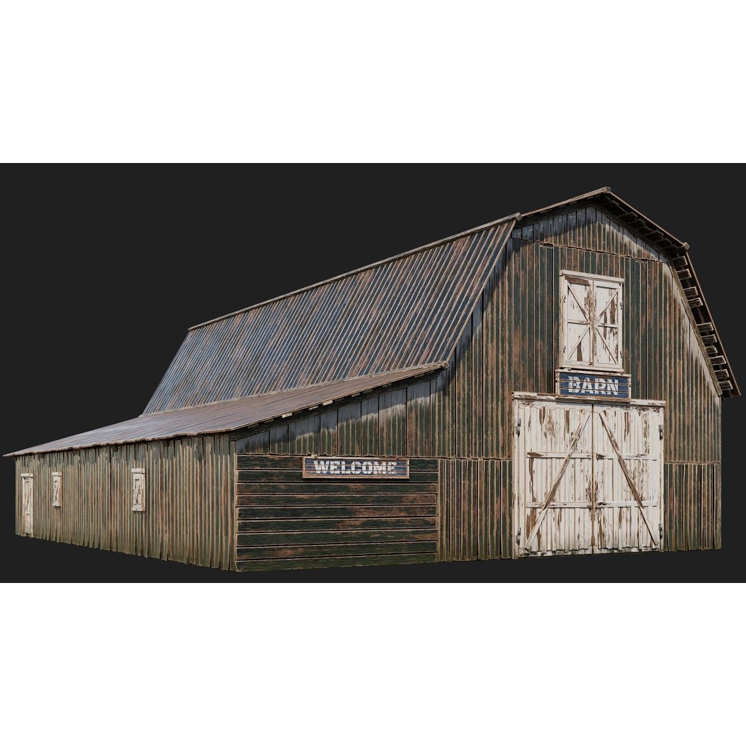 Farm Buildings 3D Model – Low Poly Game Ready PBR Asset, FBX, OBJ - View 28