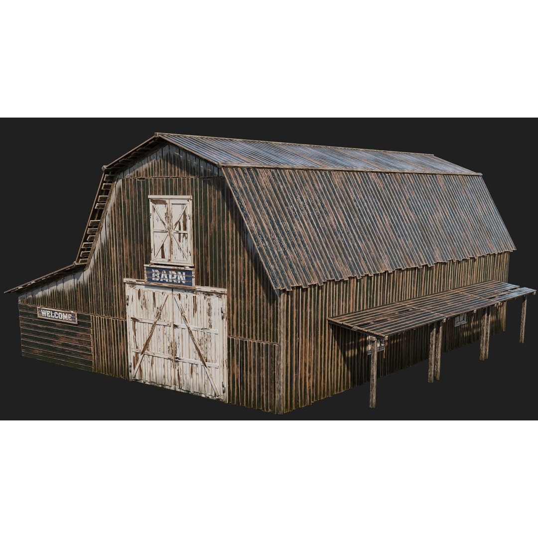 Farm Buildings 3D Model – Low Poly Game Ready PBR Asset, FBX, OBJ - View 31