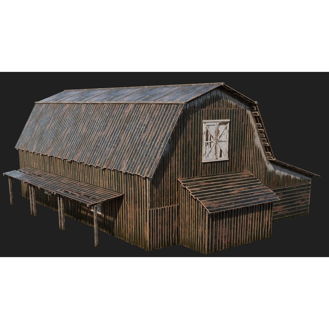 Farm Buildings 3D Model – Low Poly Game Ready PBR Asset, FBX, OBJ - View 32