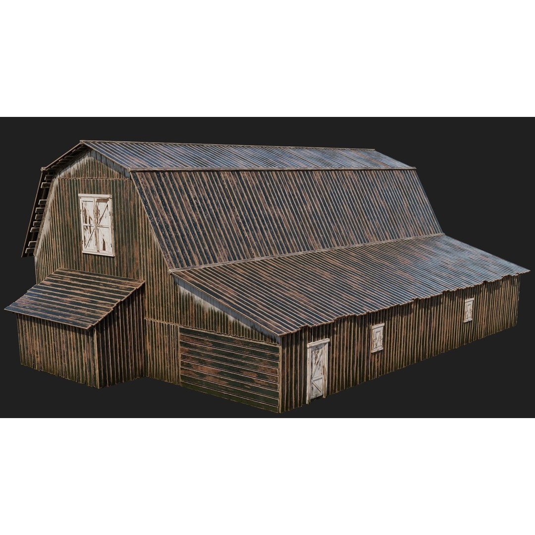 Farm Buildings 3D Model – Low Poly Game Ready PBR Asset, FBX, OBJ - View 33