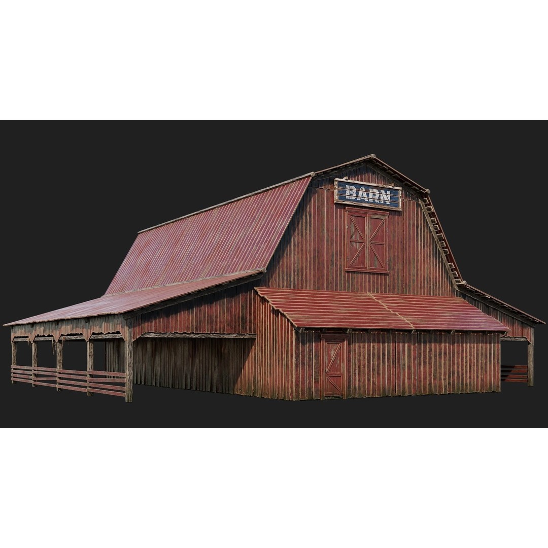 Farm Buildings 3D Model – Low Poly Game Ready PBR Asset, FBX, OBJ - View 35