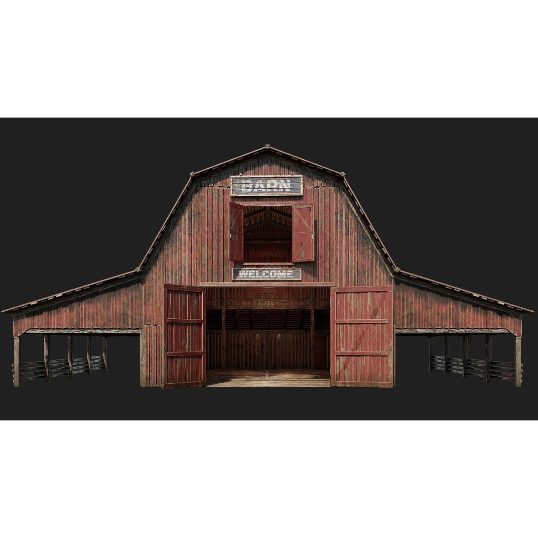 Farm Buildings 3D Model – Low Poly Game Ready PBR Asset, FBX, OBJ - View 38