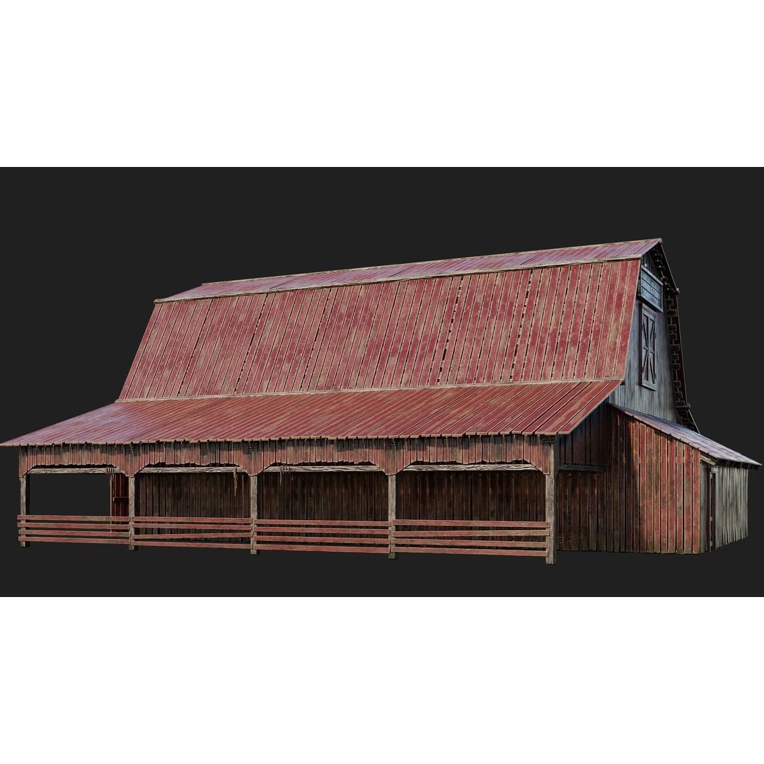 Farm Buildings 3D Model – Low Poly Game Ready PBR Asset, FBX, OBJ - View 39