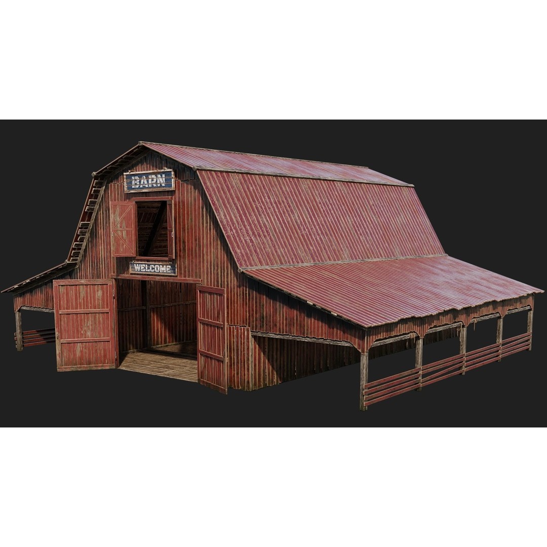 Farm Buildings 3D Model – Low Poly Game Ready PBR Asset, FBX, OBJ - View 40