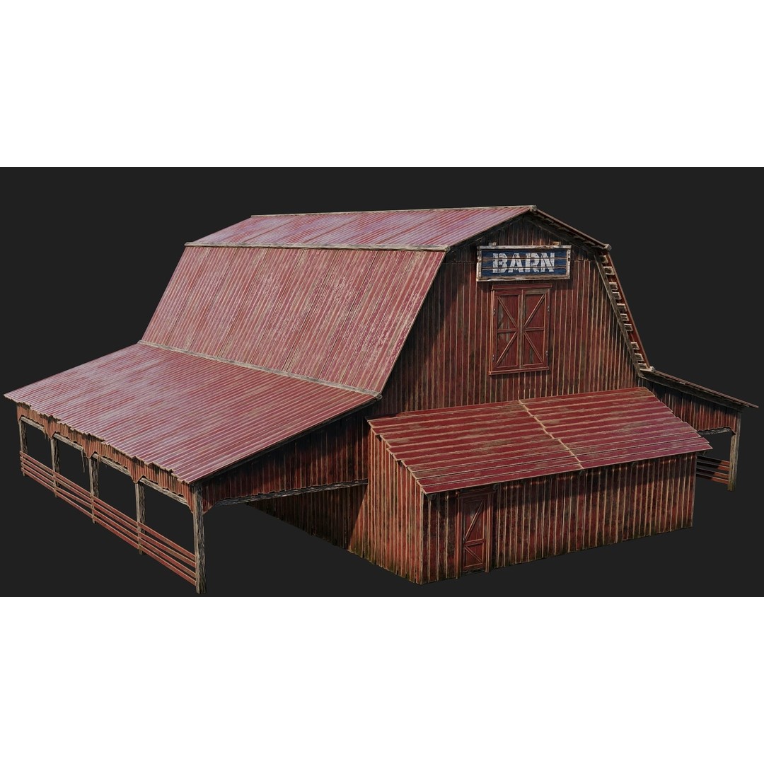 Farm Buildings 3D Model – Low Poly Game Ready PBR Asset, FBX, OBJ - View 41
