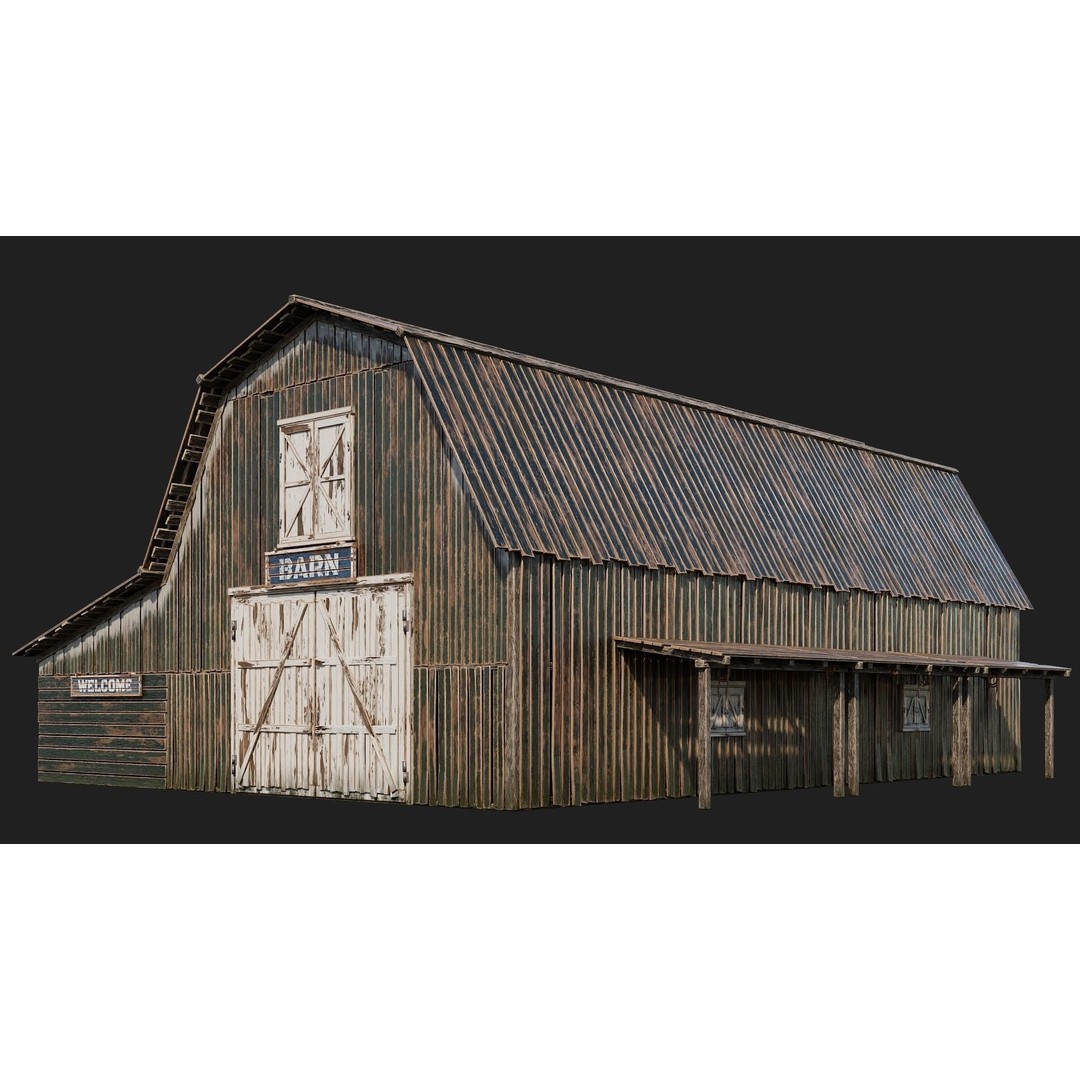 Farm Buildings 3D Model – Low Poly Game Ready PBR Asset, FBX, OBJ - View 5