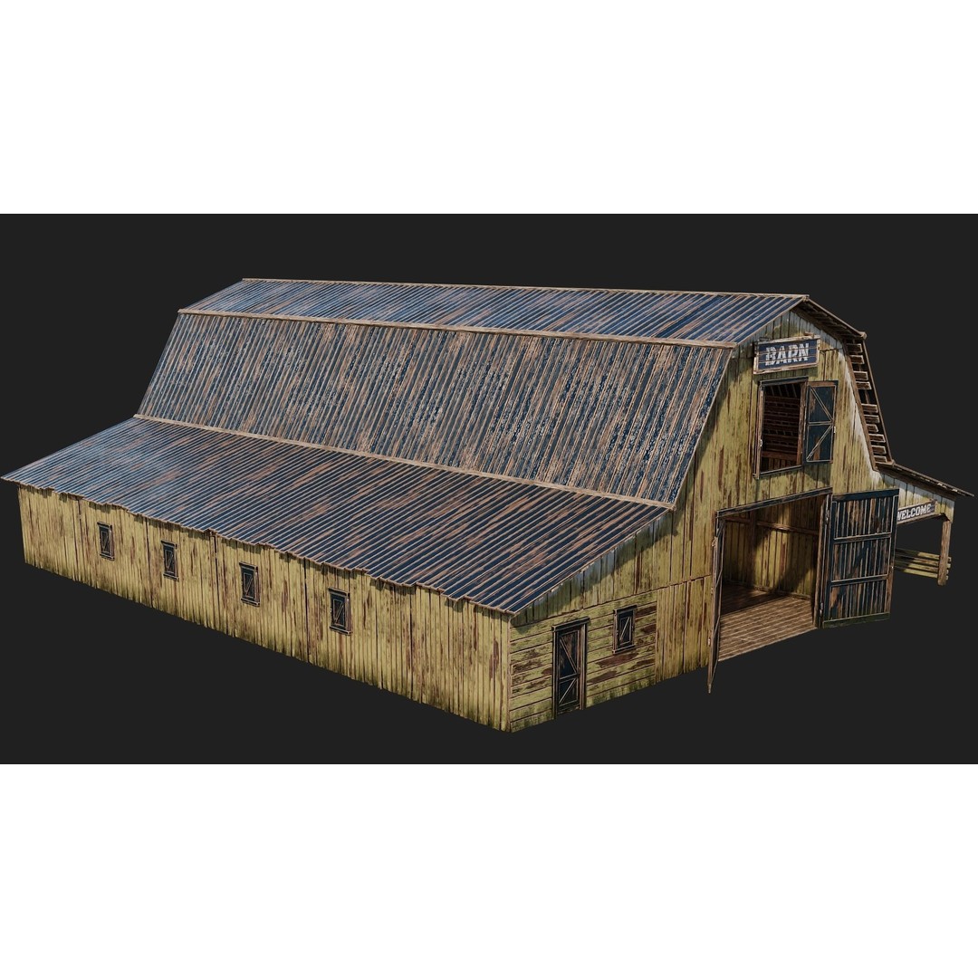 Farm Buildings 3D Model – Low Poly Game Ready PBR Asset, FBX, OBJ - View 8