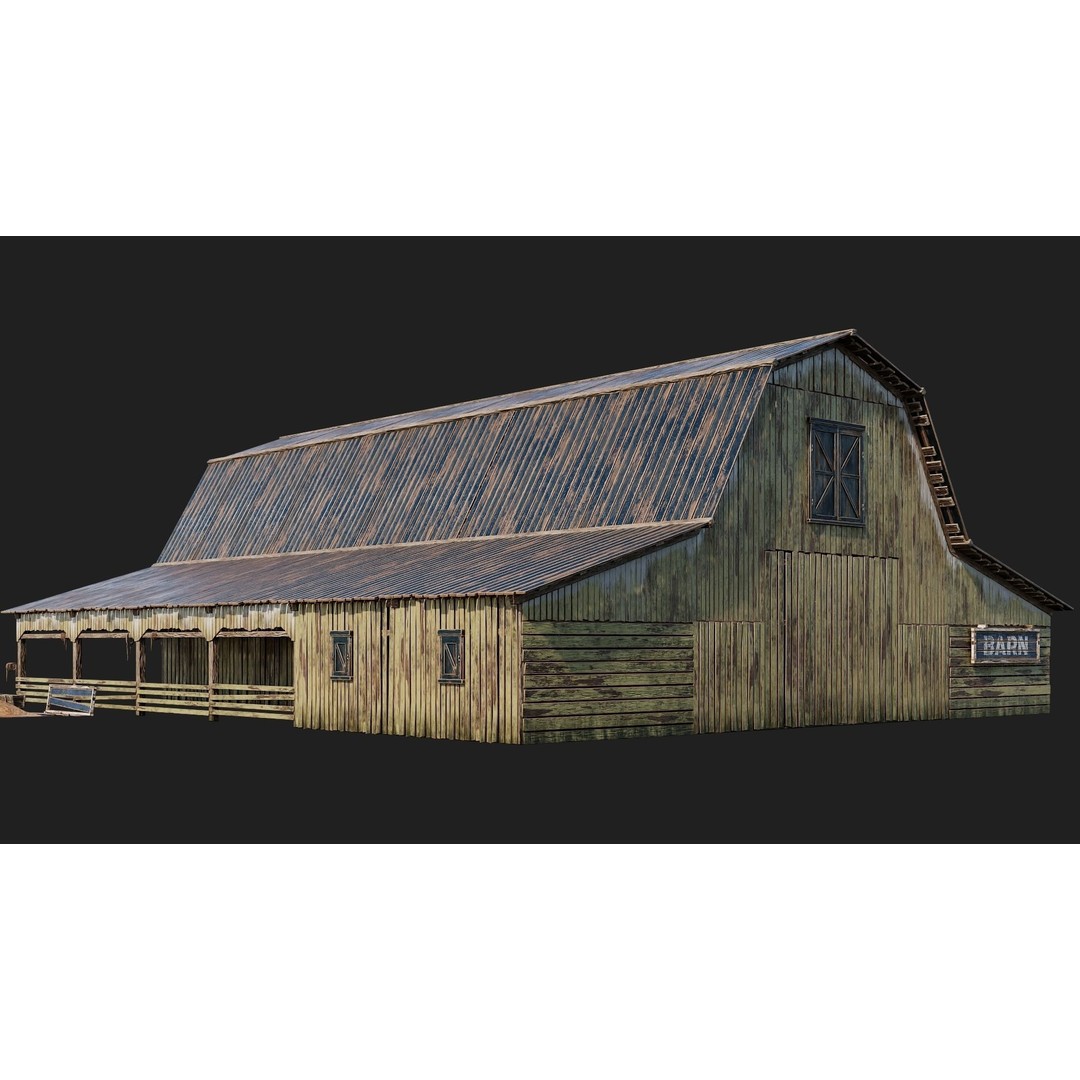Farm Buildings 3D Model – Low Poly Game Ready PBR Asset, FBX, OBJ - View 9
