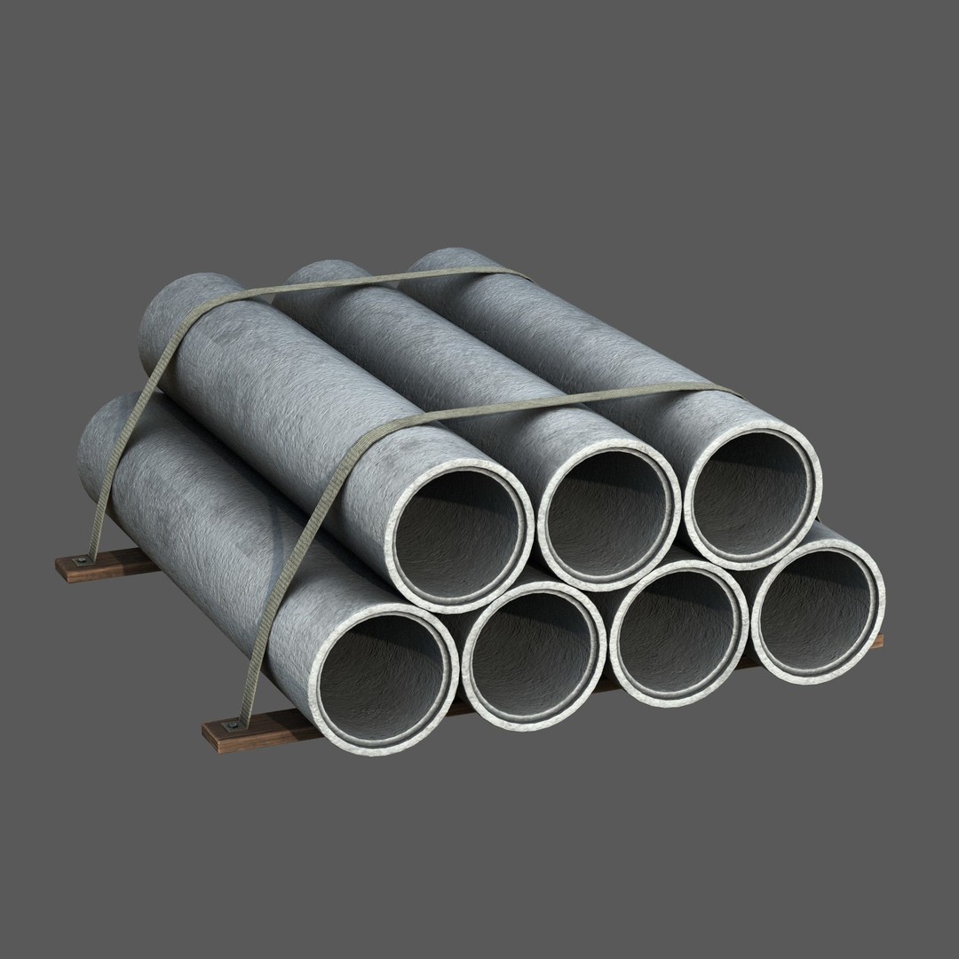 Hormigon Tubes 3D Model – Low Poly Industrial Asset, PBR Textures