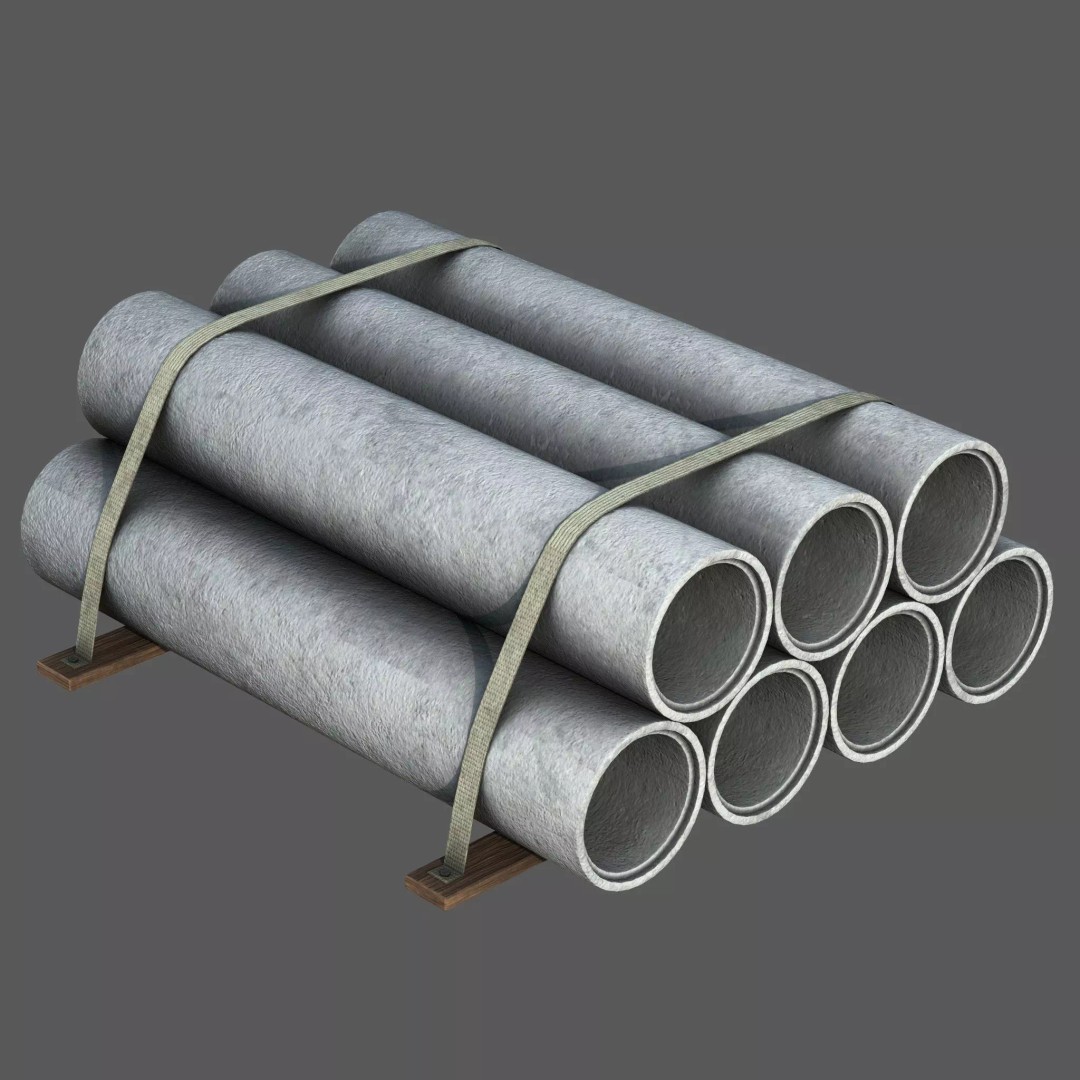 Hormigon Tubes 3D Model – Low Poly Industrial Asset, PBR Textures - View 2