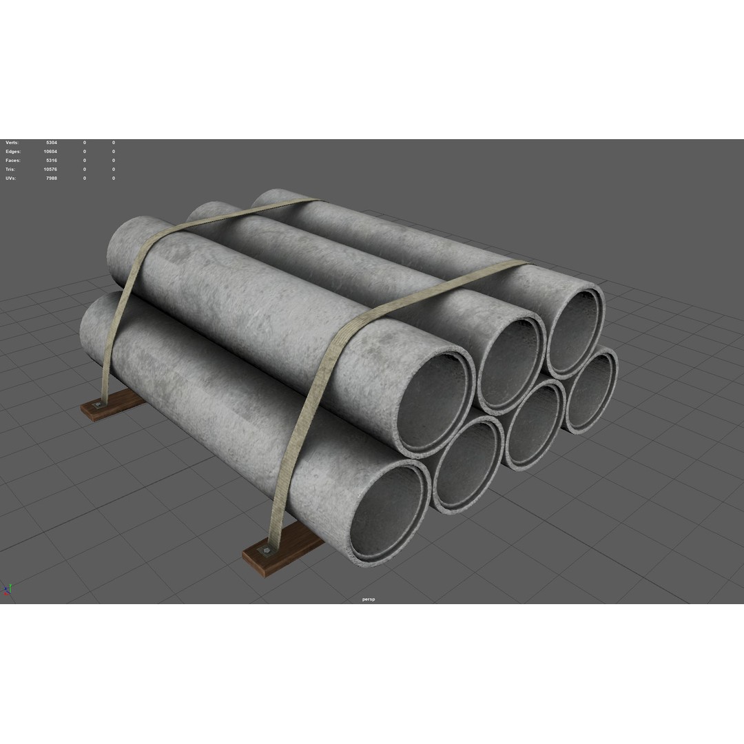 Hormigon Tubes 3D Model – Low Poly Industrial Asset, PBR Textures - View 3
