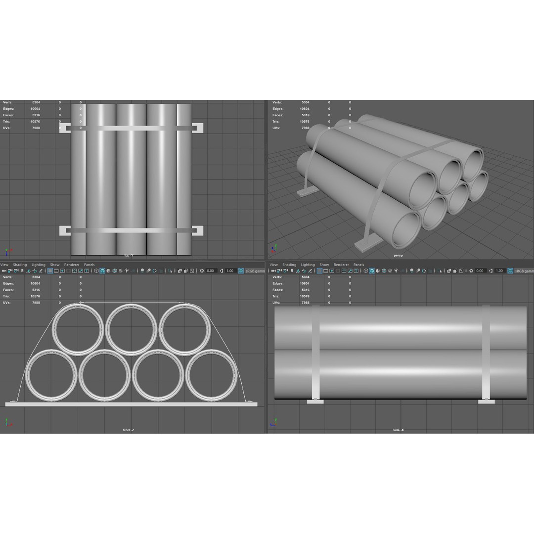 Hormigon Tubes 3D Model – Low Poly Industrial Asset, PBR Textures - View 7