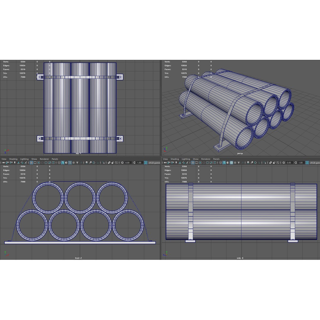 Hormigon Tubes 3D Model – Low Poly Industrial Asset, PBR Textures - View 8