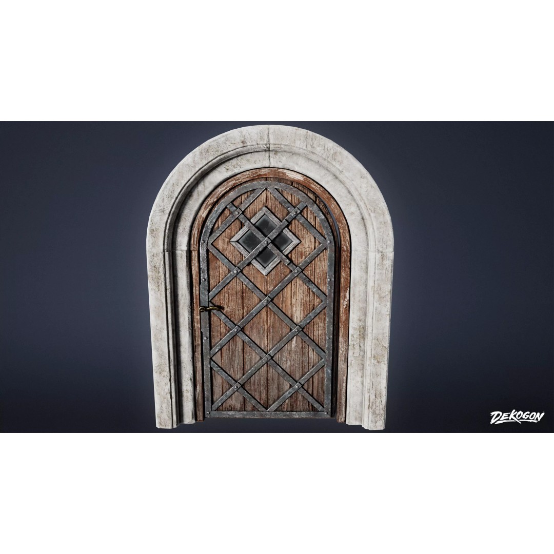 Medieval Door 3D Model – Low Poly Game Asset, FBX Format - View 2