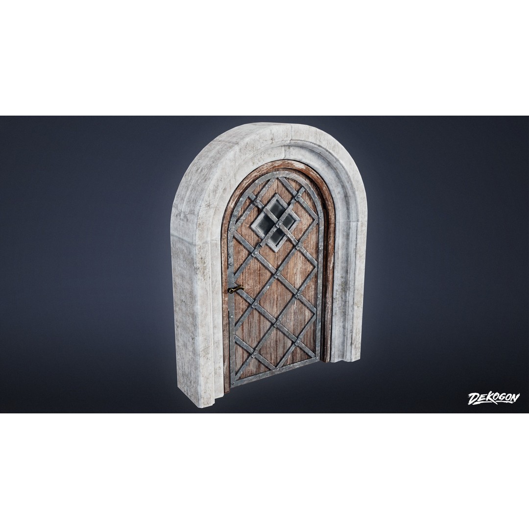 Medieval Door 3D Model – Low Poly Game Asset, FBX Format - View 3