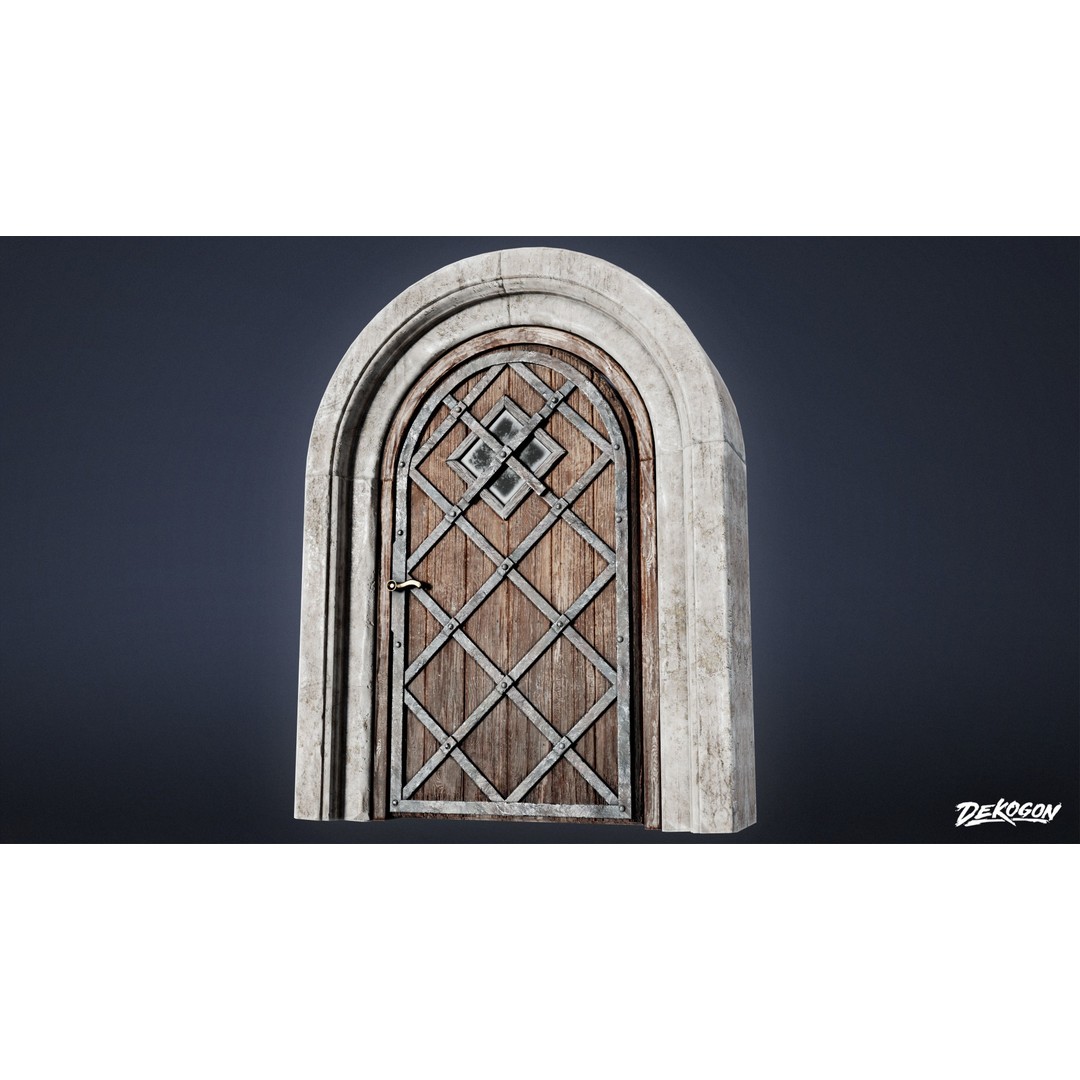 Medieval Door 3D Model – Low Poly Game Asset, FBX Format - View 4
