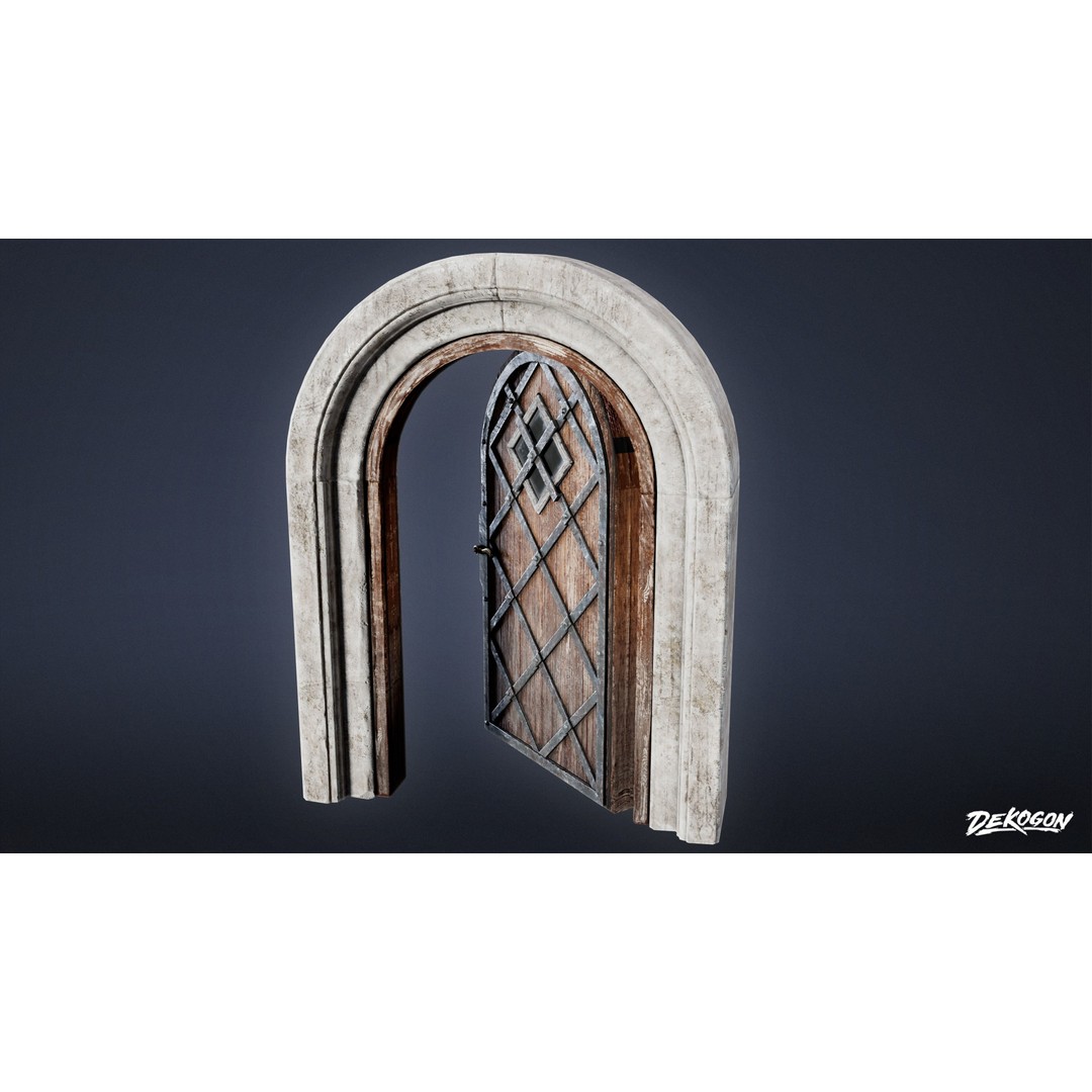 Medieval Door 3D Model – Low Poly Game Asset, FBX Format - View 5