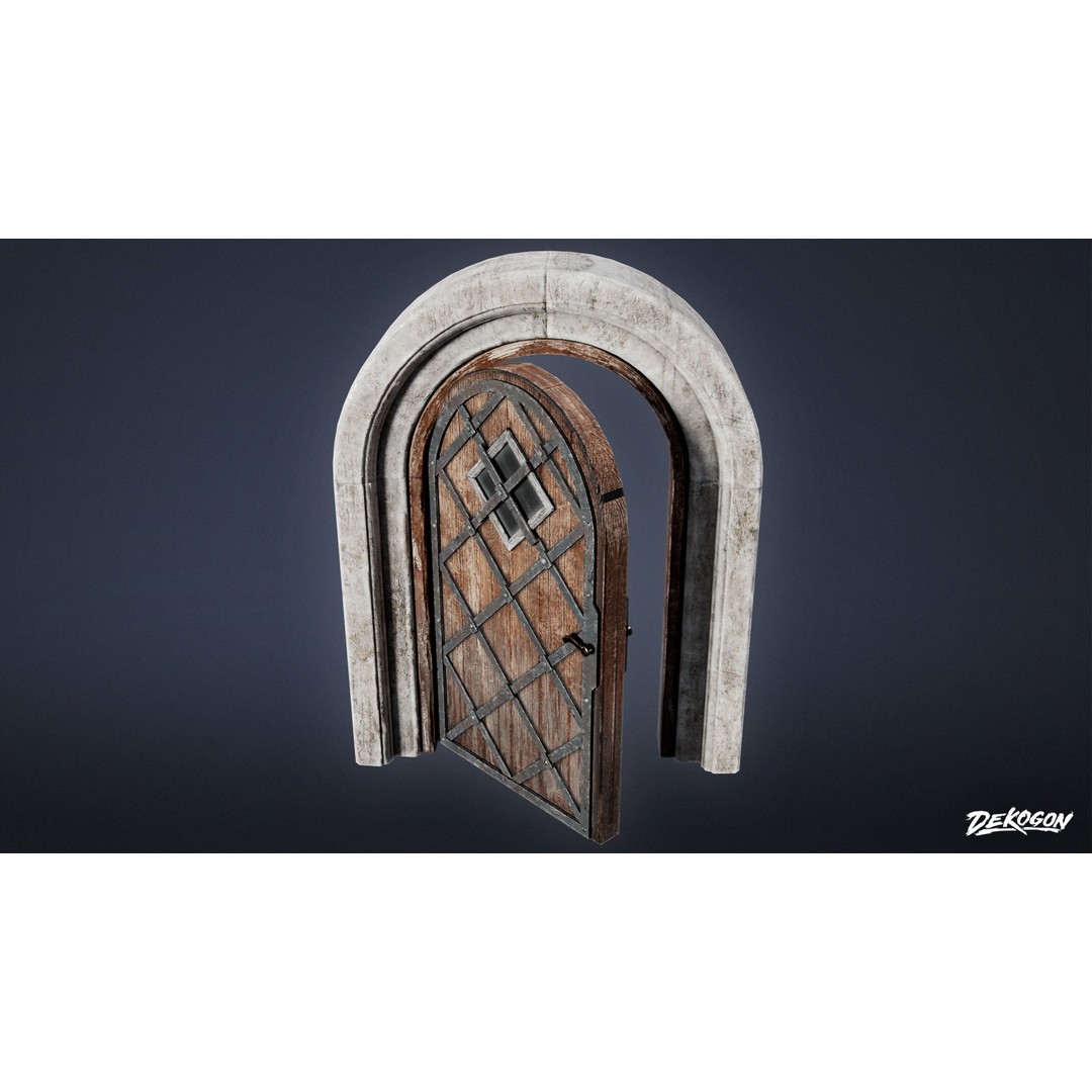 Medieval Door 3D Model – Low Poly Game Asset, FBX Format - View 6