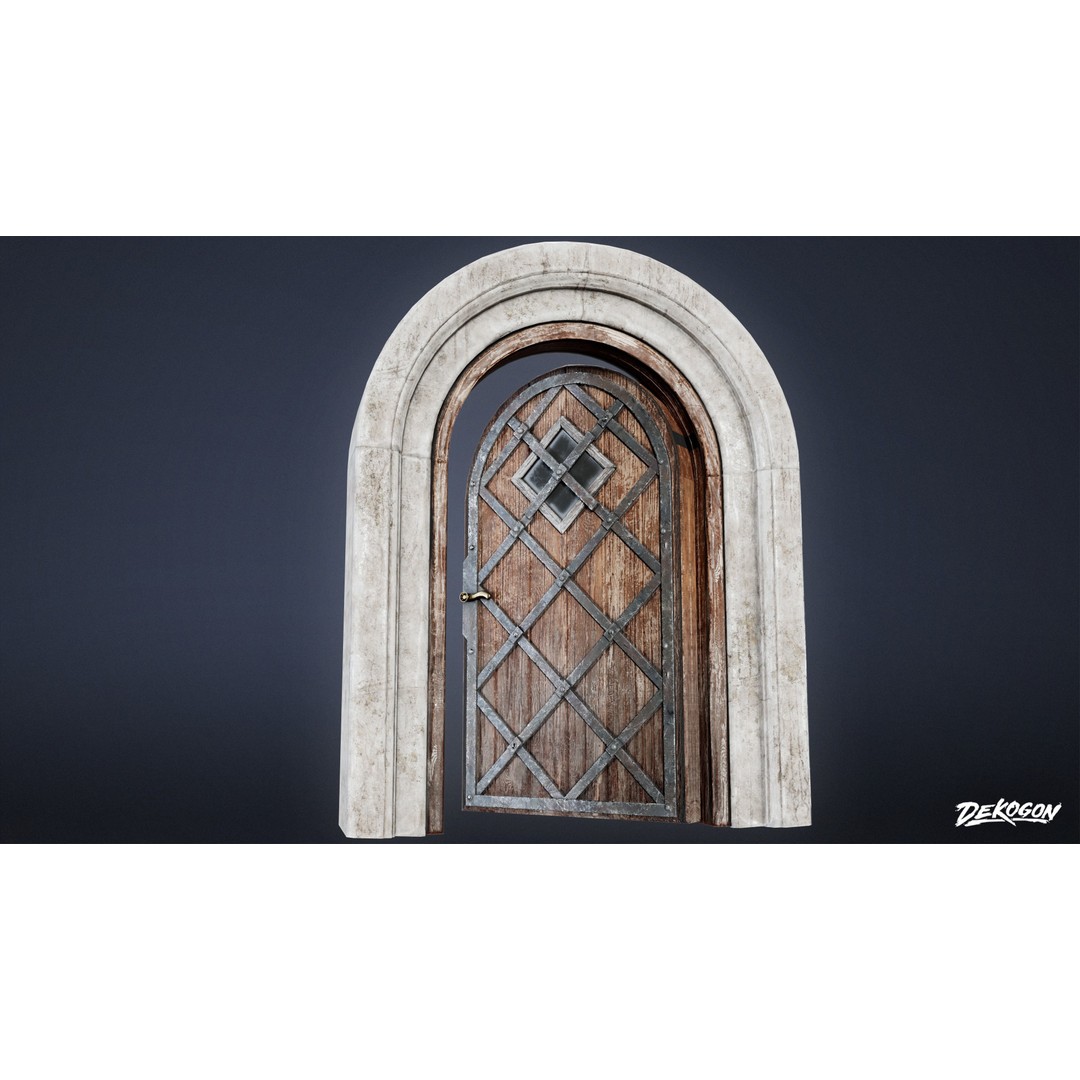 Medieval Door 3D Model – Low Poly Game Asset, FBX Format - View 7