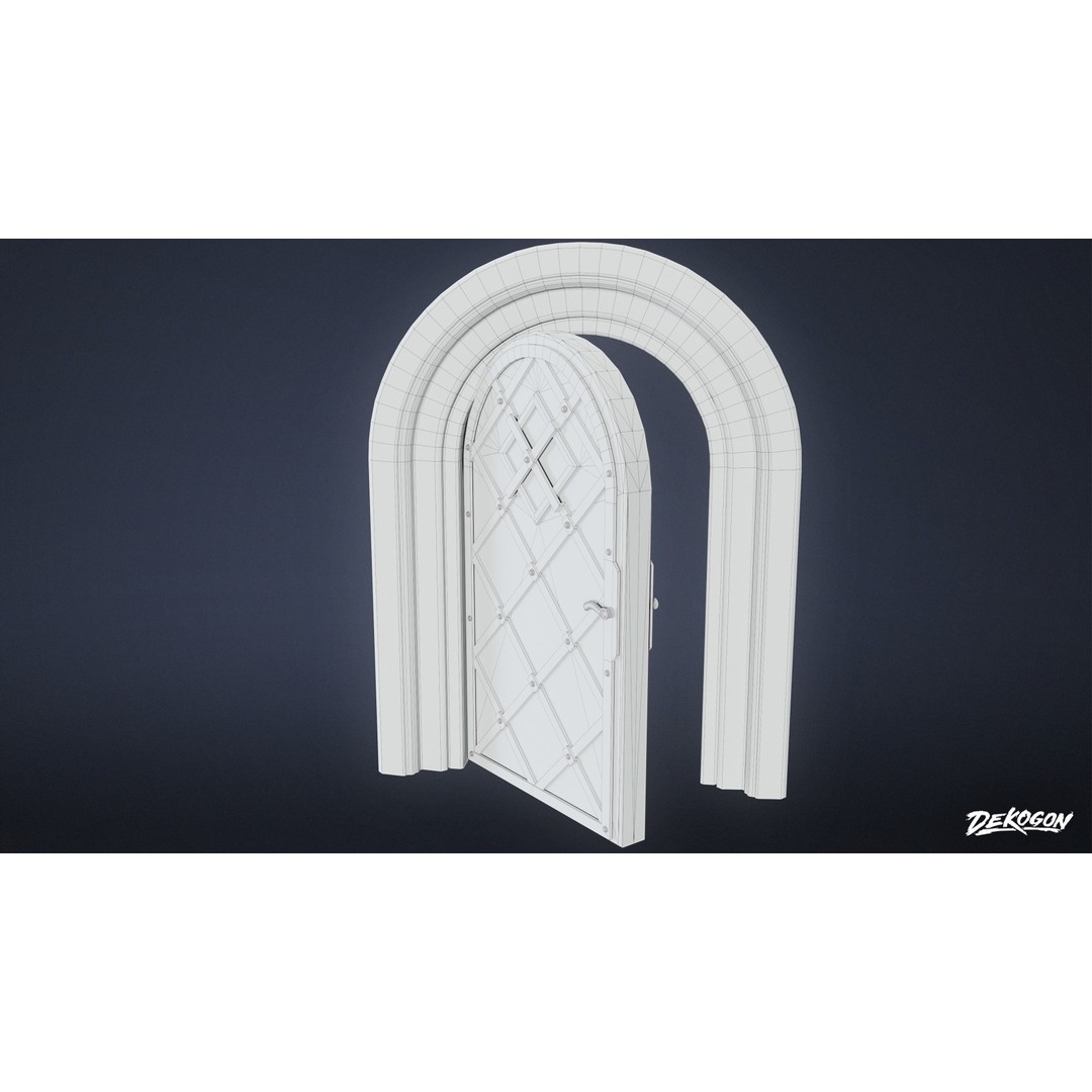 Medieval Door 3D Model – Low Poly Game Asset, FBX Format - View 9