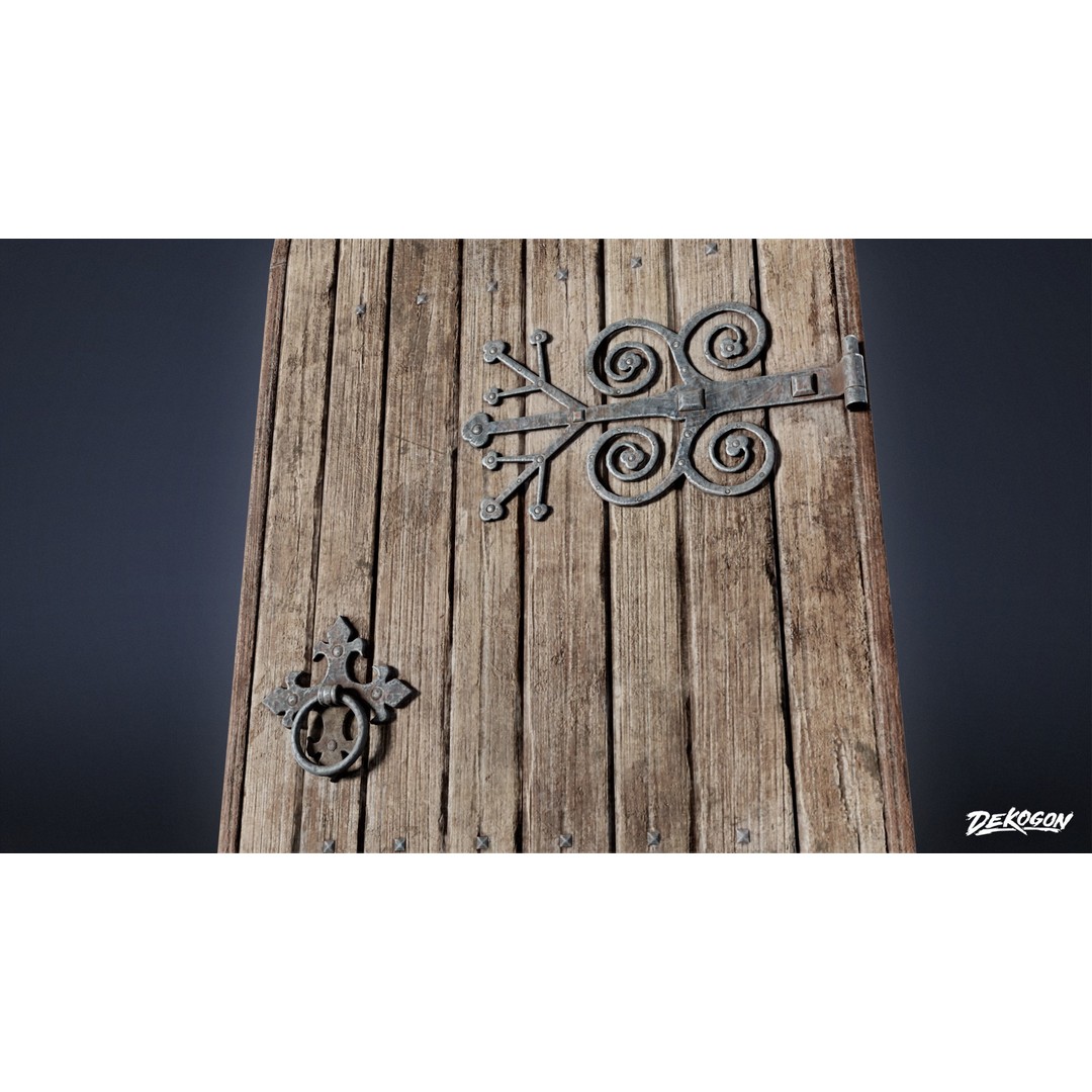 Old Wooden Door 3D Model – Low Poly Game Asset, FBX PBR Textures