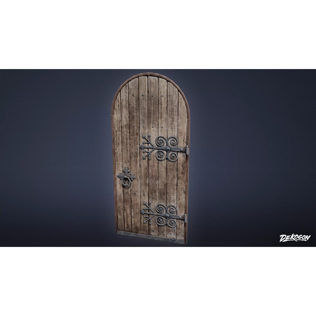 Old Wooden Door 3D Model – Low Poly Game Asset, FBX PBR Textures - View 2