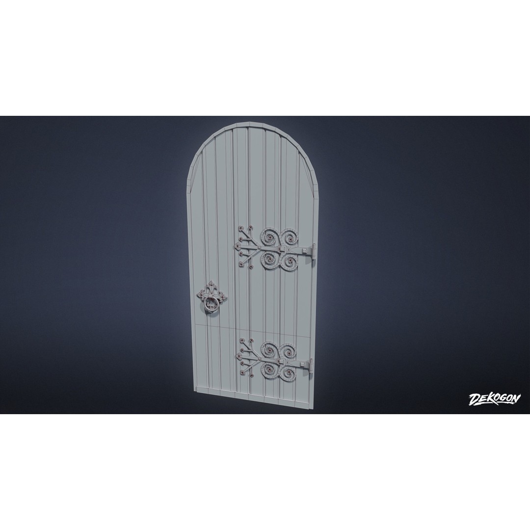 Old Wooden Door 3D Model – Low Poly Game Asset, FBX PBR Textures - View 3