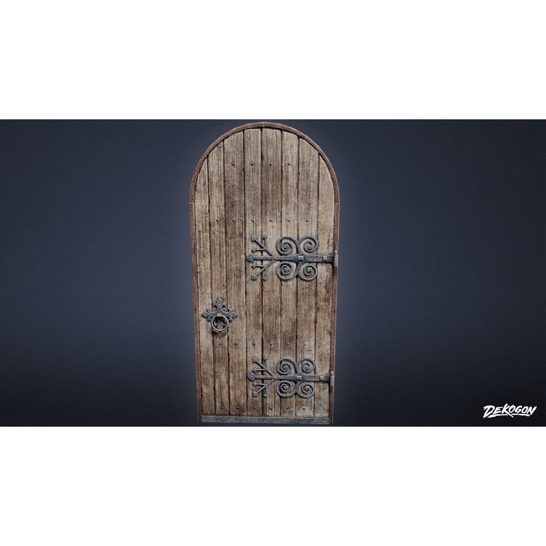 Old Wooden Door 3D Model – Low Poly Game Asset, FBX PBR Textures - View 4