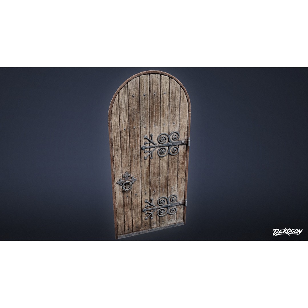 Old Wooden Door 3D Model – Low Poly Game Asset, FBX PBR Textures - View 5
