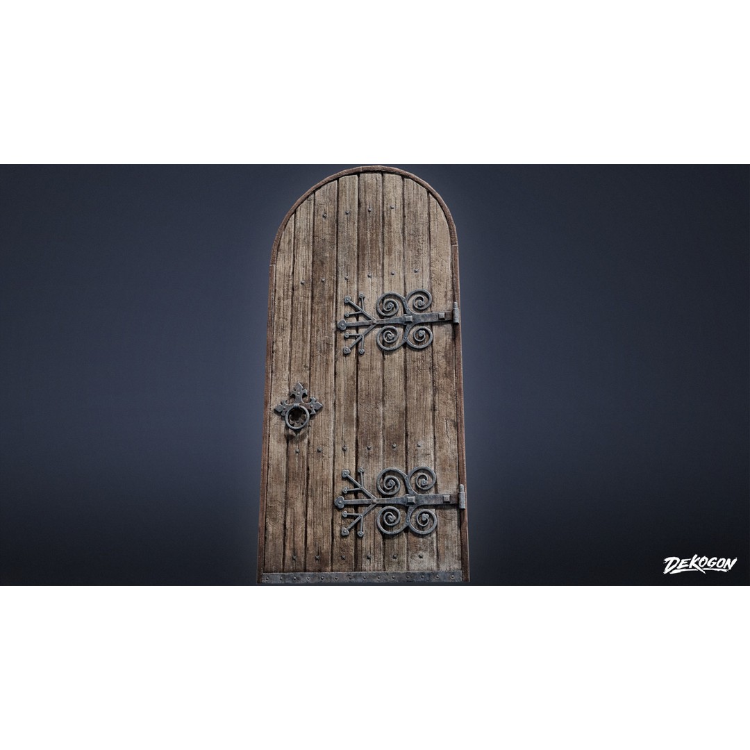 Old Wooden Door 3D Model – Low Poly Game Asset, FBX PBR Textures - View 6