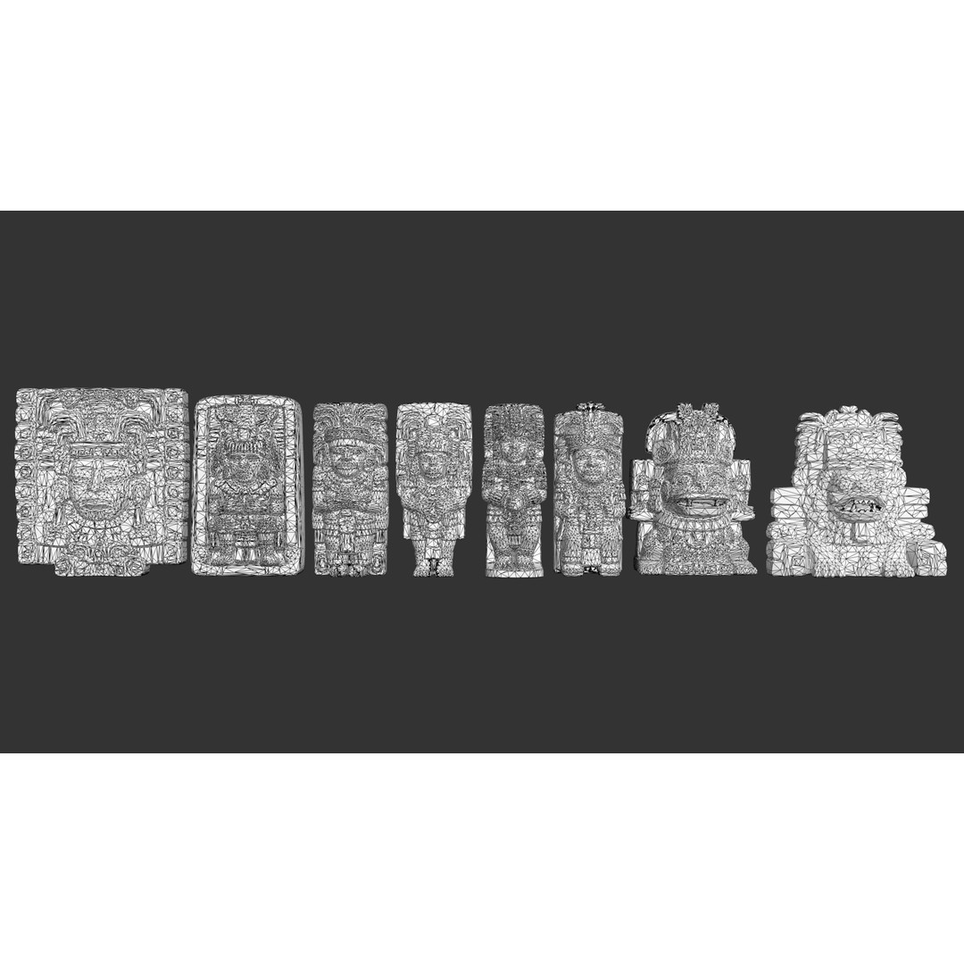 Mayan Statues 3D Model – Low Poly Game Asset, FBX & OBJ Formats
