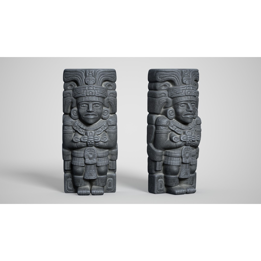 Mayan Statues 3D Model – Low Poly Game Asset, FBX & OBJ Formats - View 10