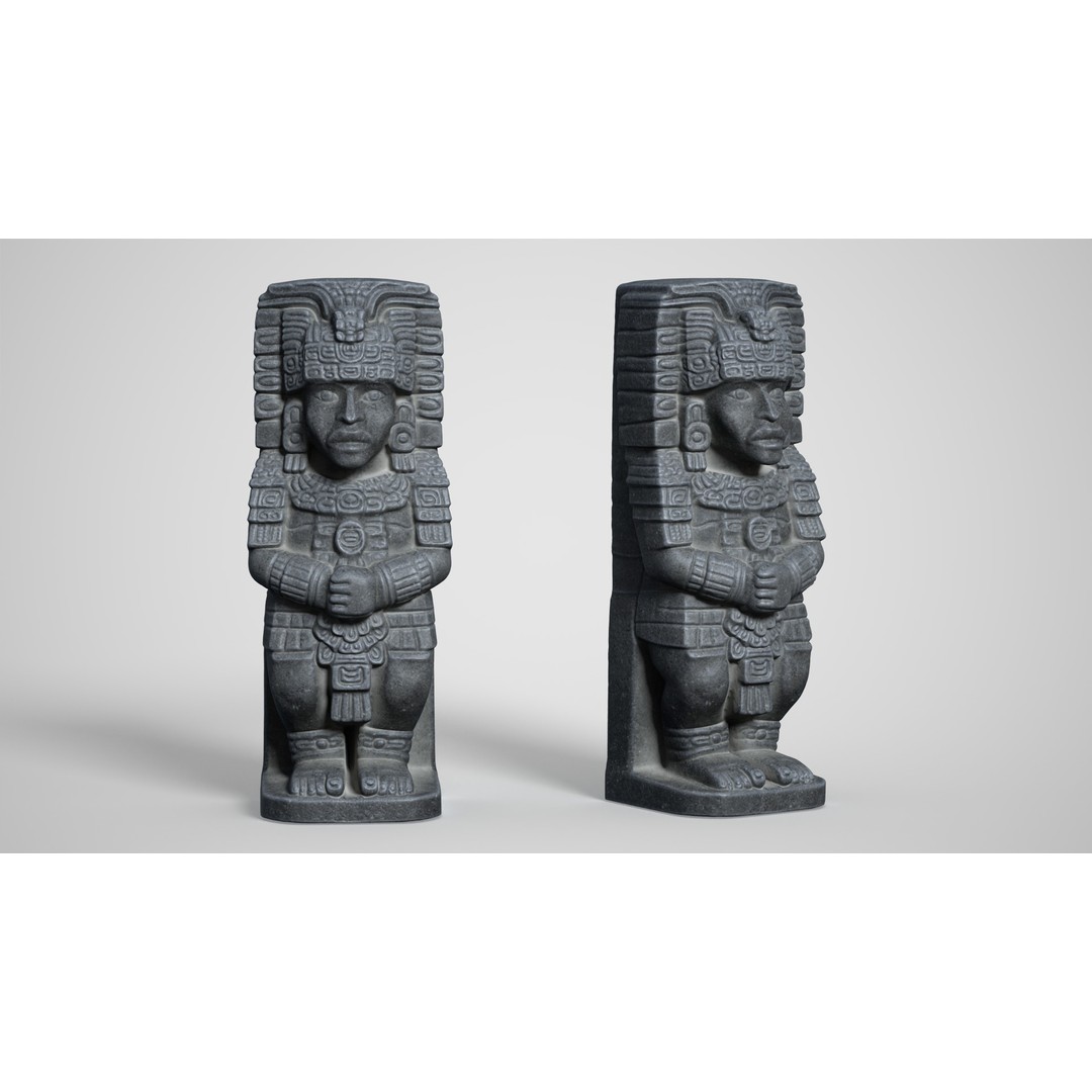 Mayan Statues 3D Model – Low Poly Game Asset, FBX & OBJ Formats - View 6