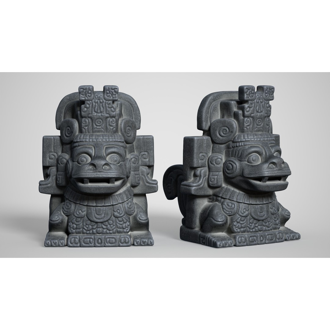 Mayan Statues 3D Model – Low Poly Game Asset, FBX & OBJ Formats - View 9