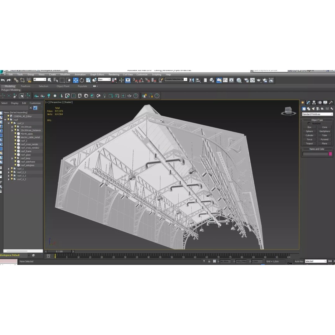 Ceiling Ventilation Pipes 3D Model – Industrial Structure, FBX, Blender
