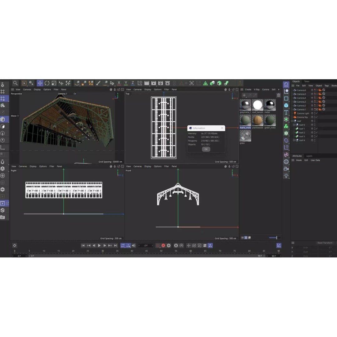 Ceiling Ventilation Pipes 3D Model – Industrial Structure, FBX, Blender - View 14