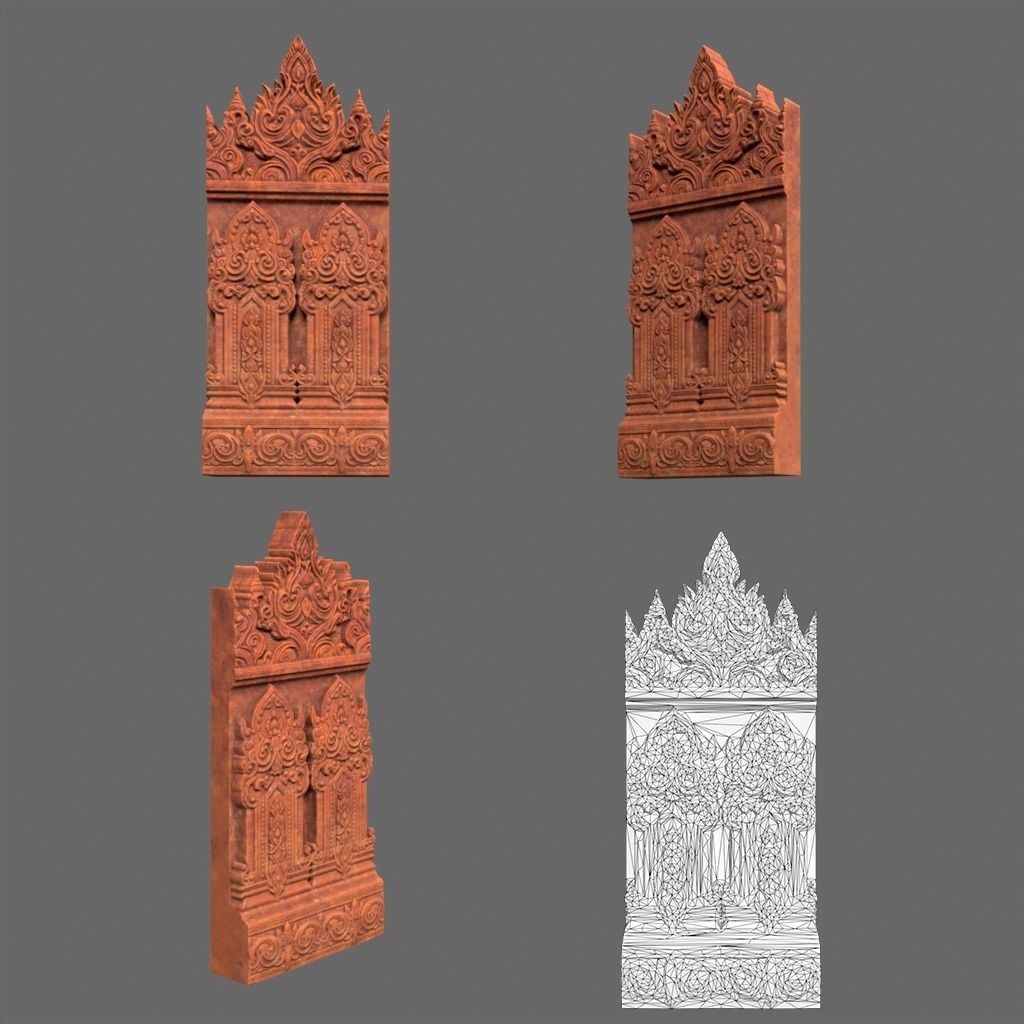 Asia Temple Walls 3D Model – Ancient Architectural Style, PBR Textures