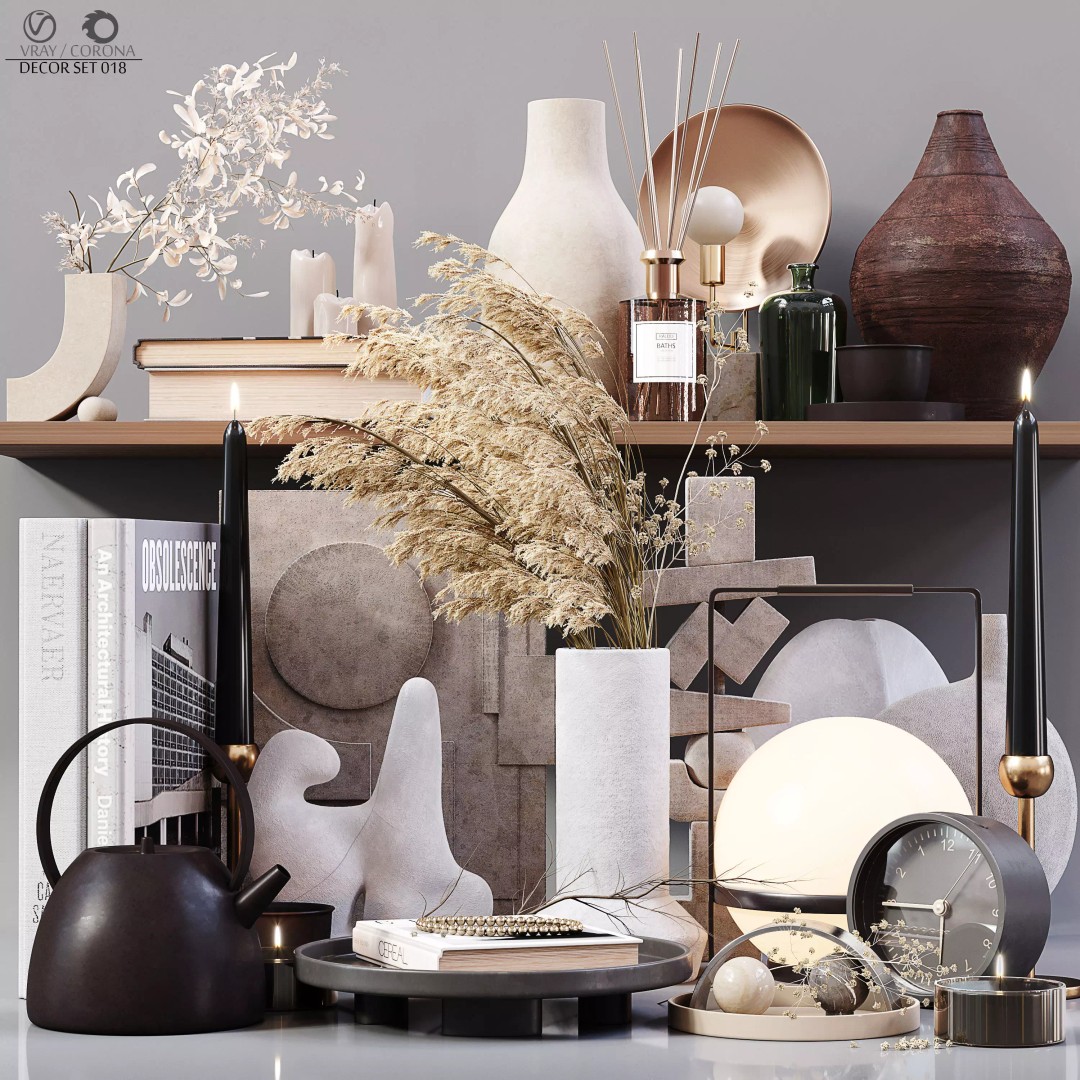 Decor Set 018 3D Model – High-Quality Decorative Asset, OBJ, 3Dmax - View 2