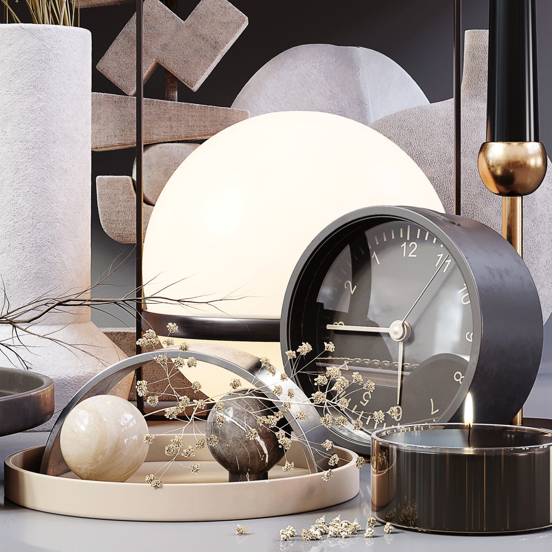 Decor Set 018 3D Model – High-Quality Decorative Asset, OBJ, 3Dmax - View 3