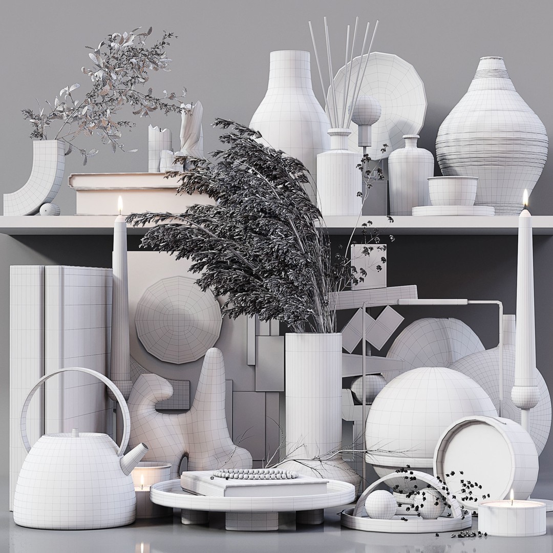 Decor Set 018 3D Model – High-Quality Decorative Asset, OBJ, 3Dmax - View 7